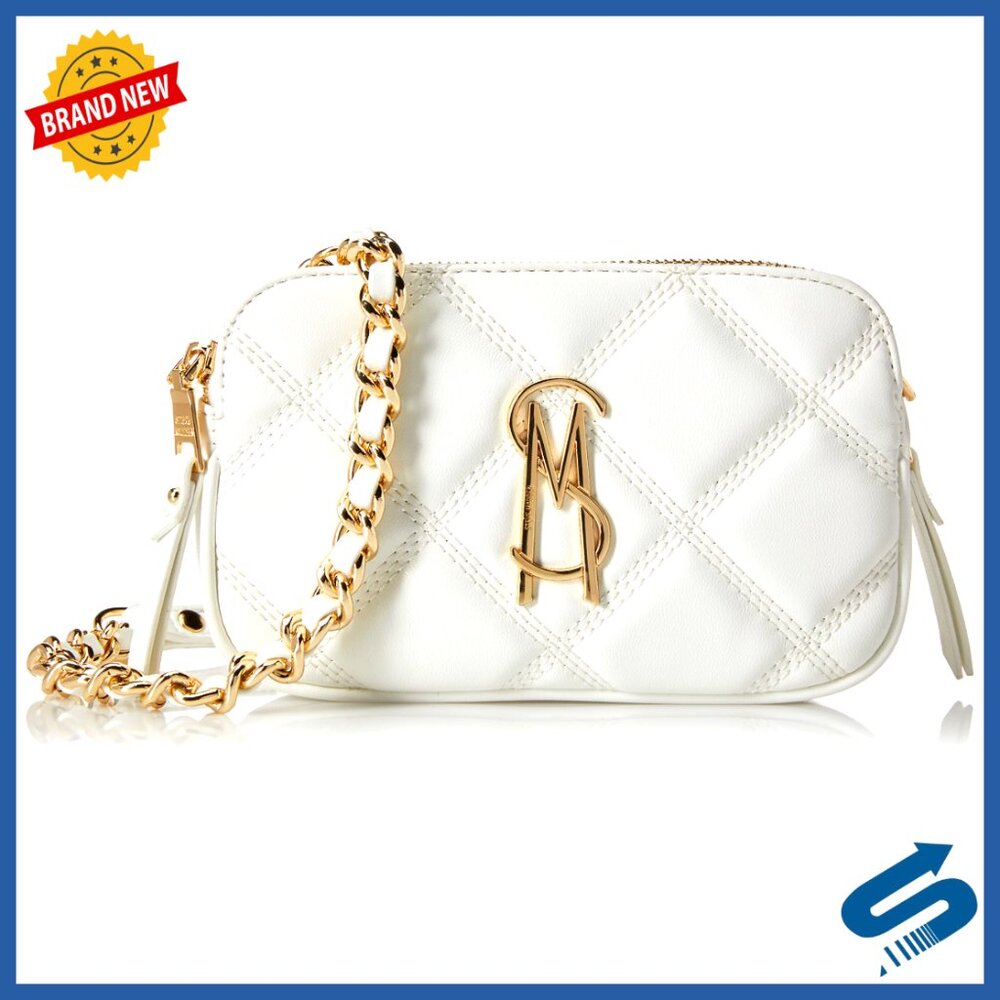 Quilted Crossbody Bag with Dual Zip Compartments, 7.4x4.5 Inches